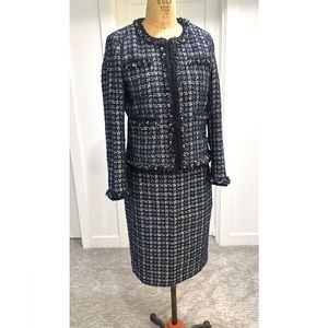 NWT J.CREW NAVY Tweed Jacket &  Skirt Suit SZ 4